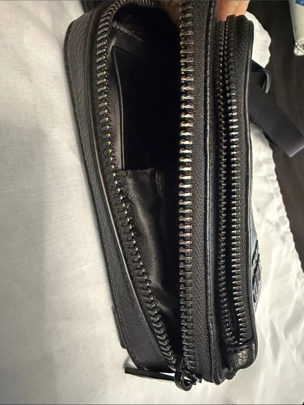 Versace Jeans Couture Black Leather Small Crossbody Cell phone bag